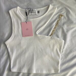 Hello Molly Cream Chain Detail Crop Top